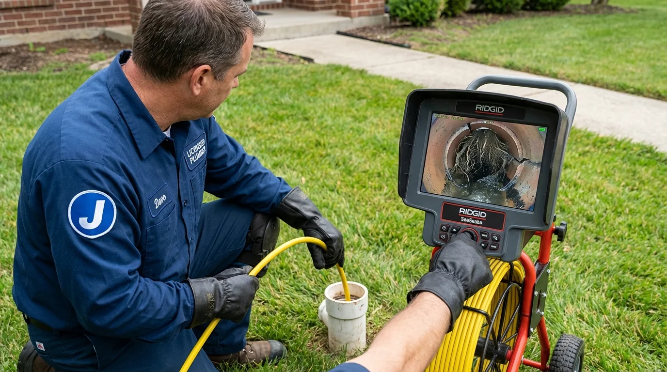 Sewer camera inspection being performed by Johns Plumbing LLC in Burke