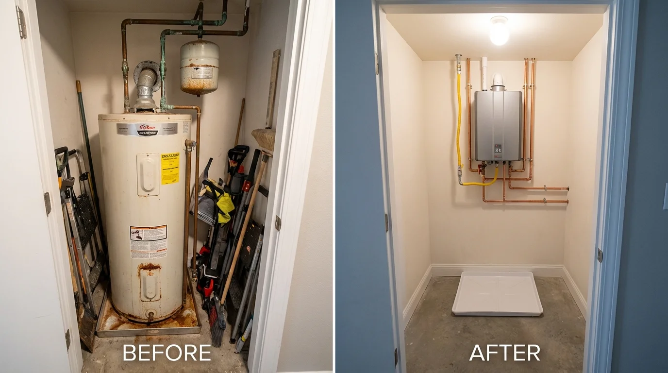 Tank water heater versus wall-mounted tankless unit comparison for Burke, SD homeowners